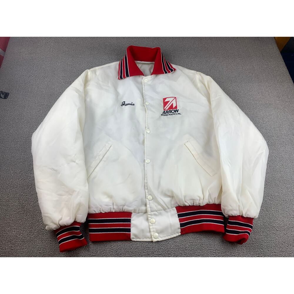 Athletic Otterwear Women's‎ Medium White Red Vintage Bomber Jacket